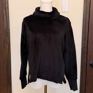 Athleta Black Cowl Neck Fleece Slightly Loose Fit Sweater